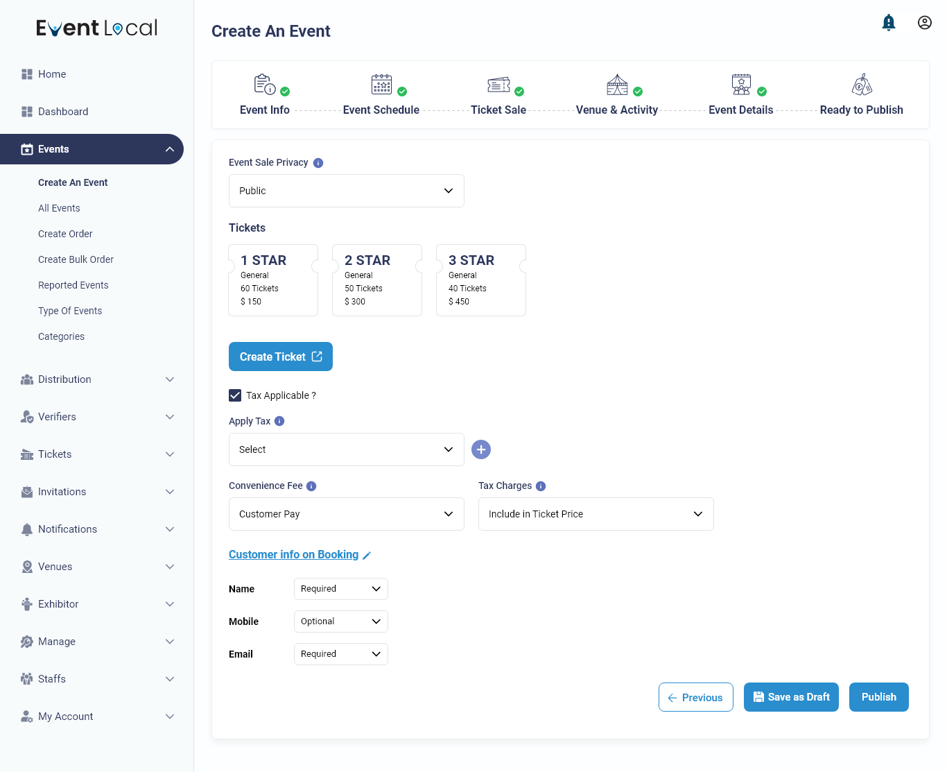Create An Event Price & Privacy 1