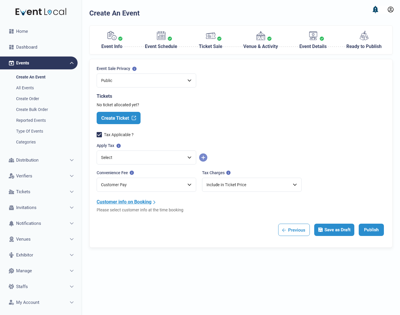 Create An Event Price & Privacy